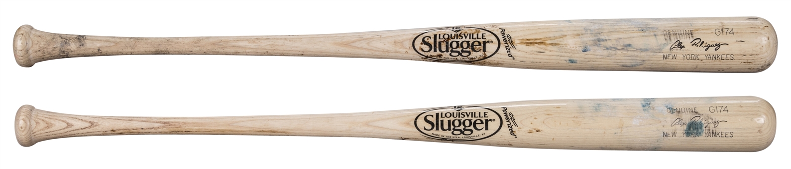 Lot of (2) 2015 Alex Rodriguez Batting Practiced Used Louisville Slugger G174 Model Bat (PSA/DNA & Rodriguez LOA)